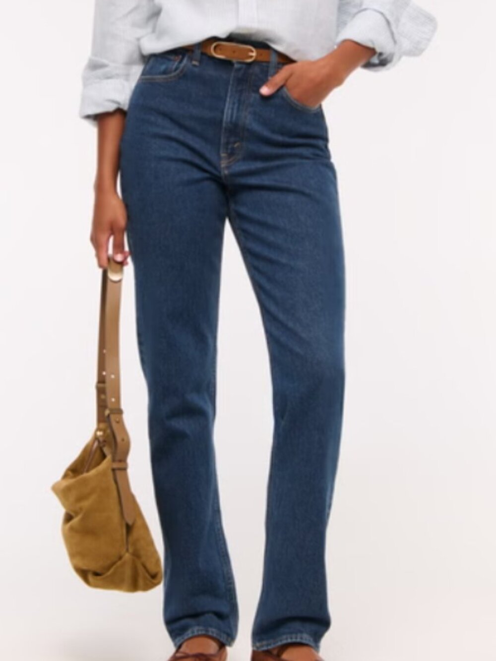 Abercrombie Curve Love Ultra High Rise 90s Straight Jean, Dark Wash